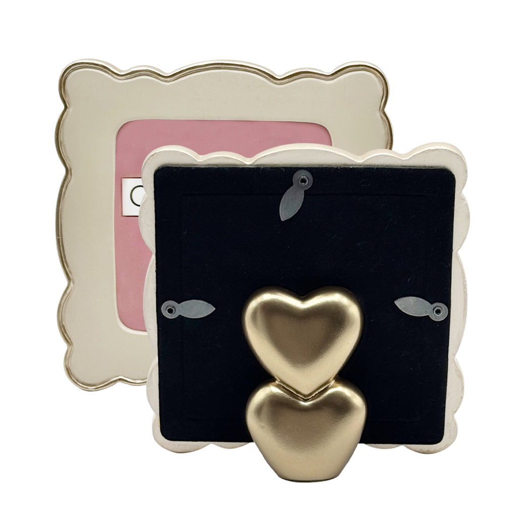 Gold Scallop Double Heart Easel Picture Frame, 4x4