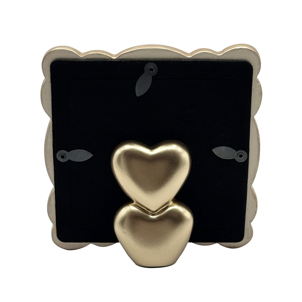 Gold Scallop Double Heart Easel Picture Frame, 4x4