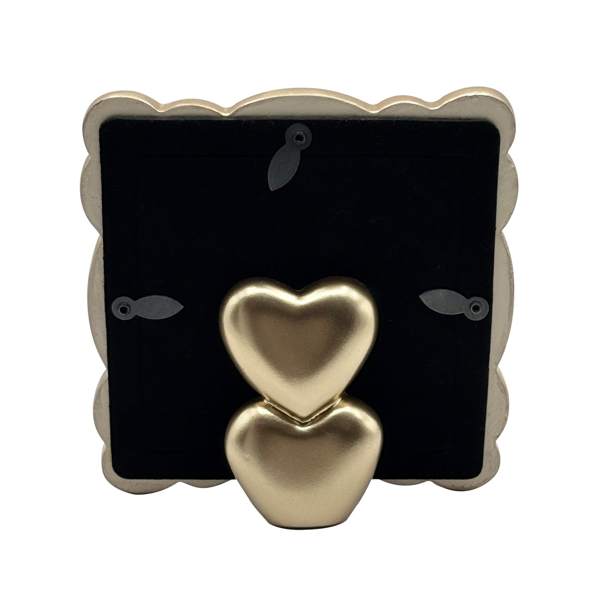 Gold Scallop Double Heart Easel Picture Frame, 4x4