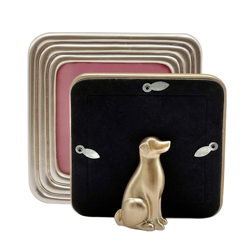 Gold Ribbed Dog Easel Picture Frame, 4x4