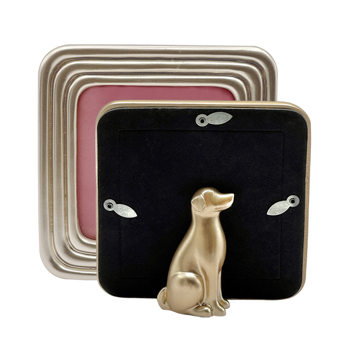 Gold Ribbed Dog Easel Picture Frame, 4x4
