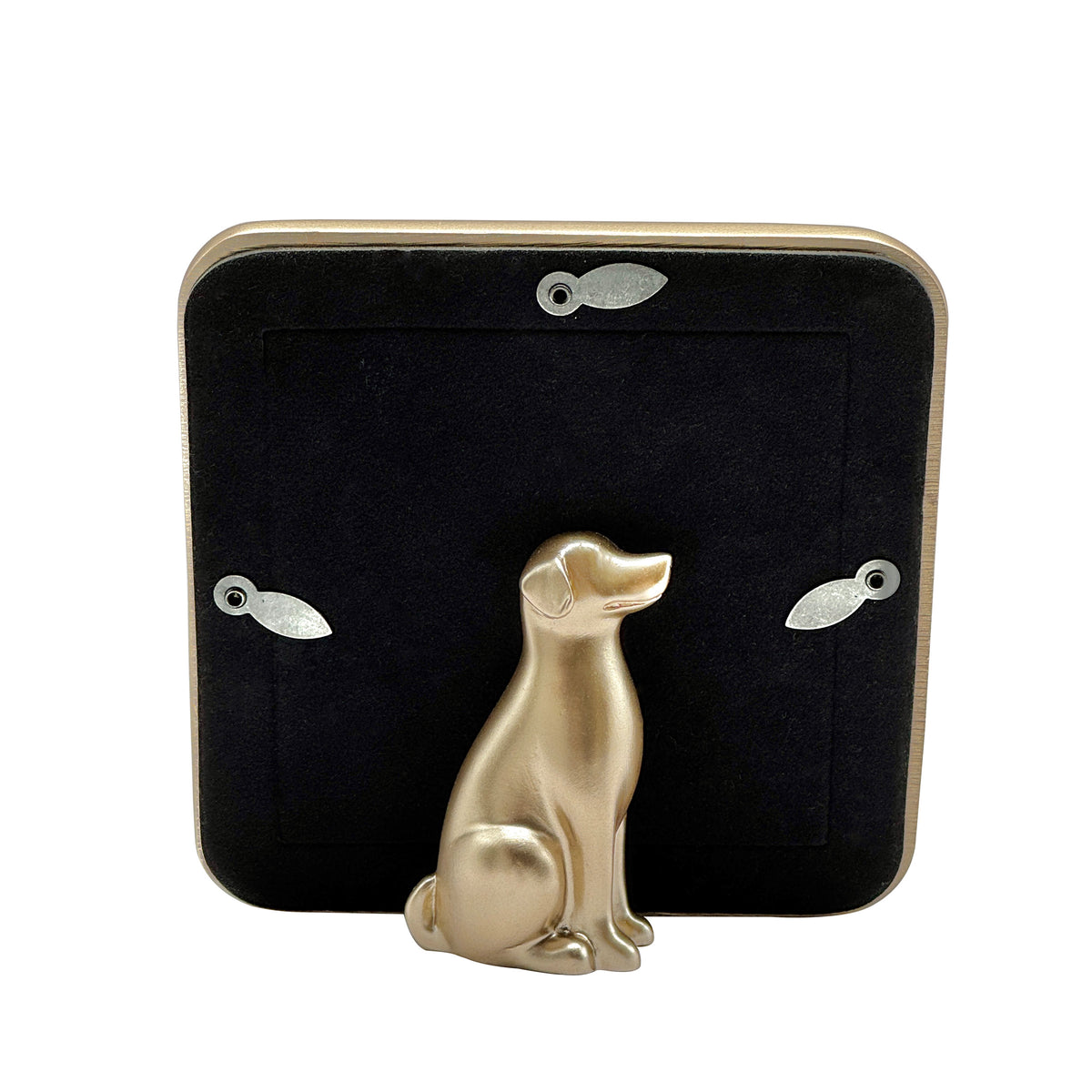 Gold Ribbed Dog Easel Picture Frame, 4x4