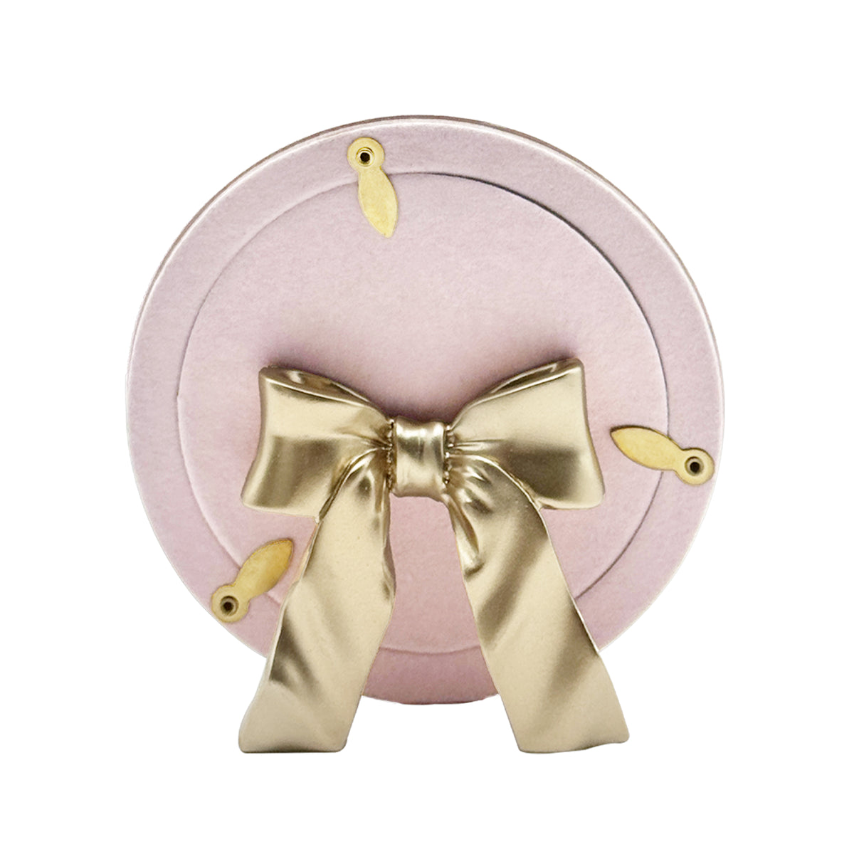 Pink Round Picture Frame with Gold Bow Easel, 4x4