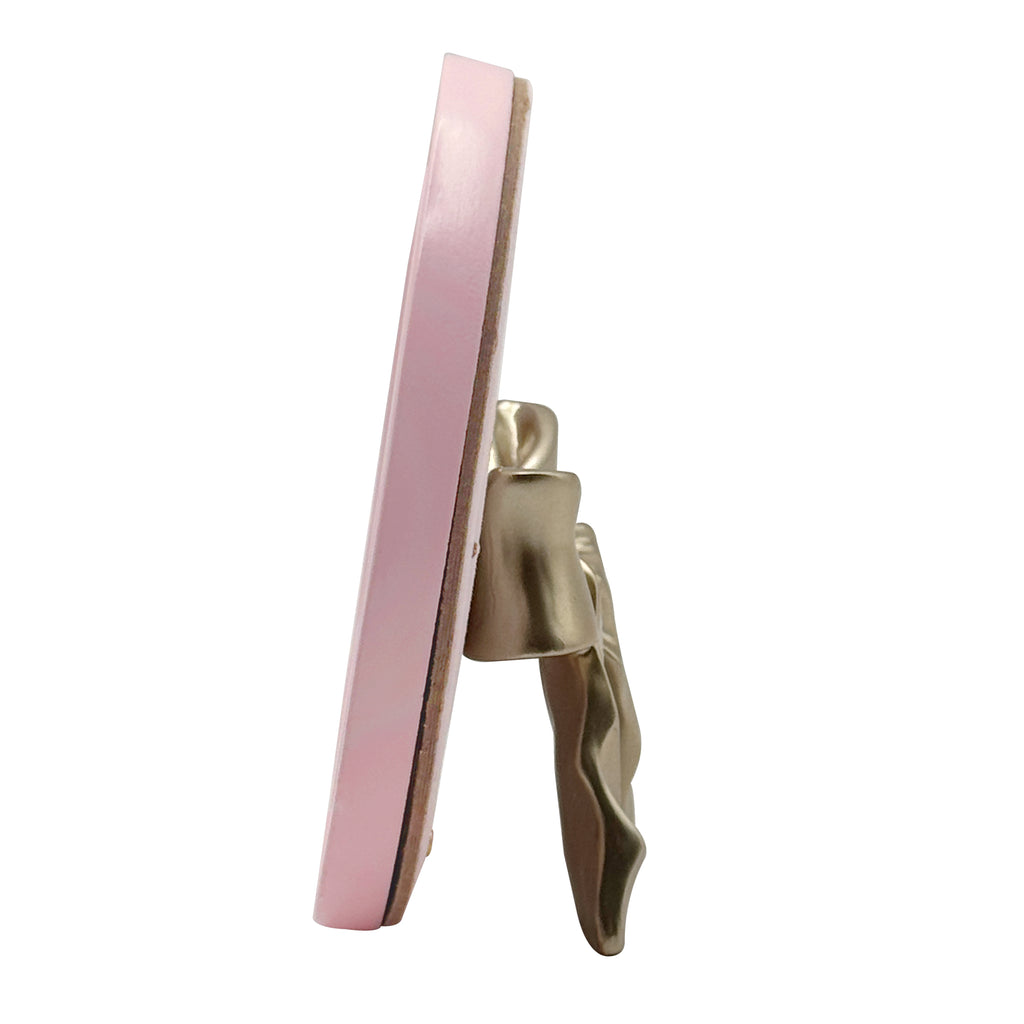 Pink Round Picture Frame with Gold Bow Easel, 4x4