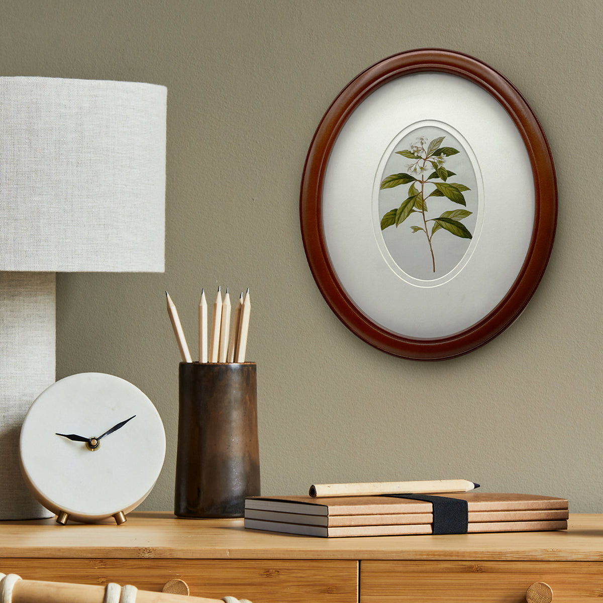 5x7 Oval Wood Finish Double Mat Picture Frame