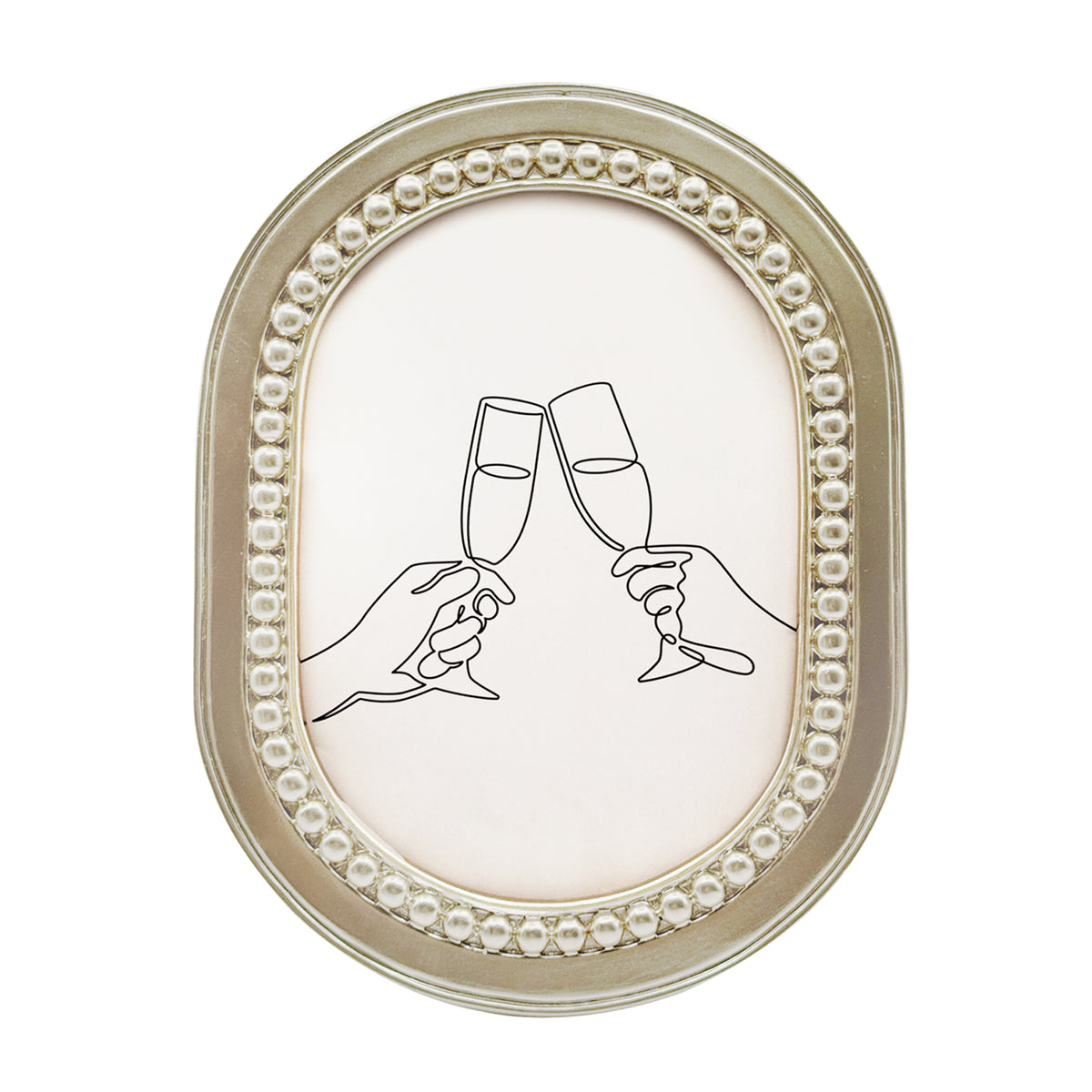 Gold Oval Picture Frame with Champagne Toast Easel, 5x7