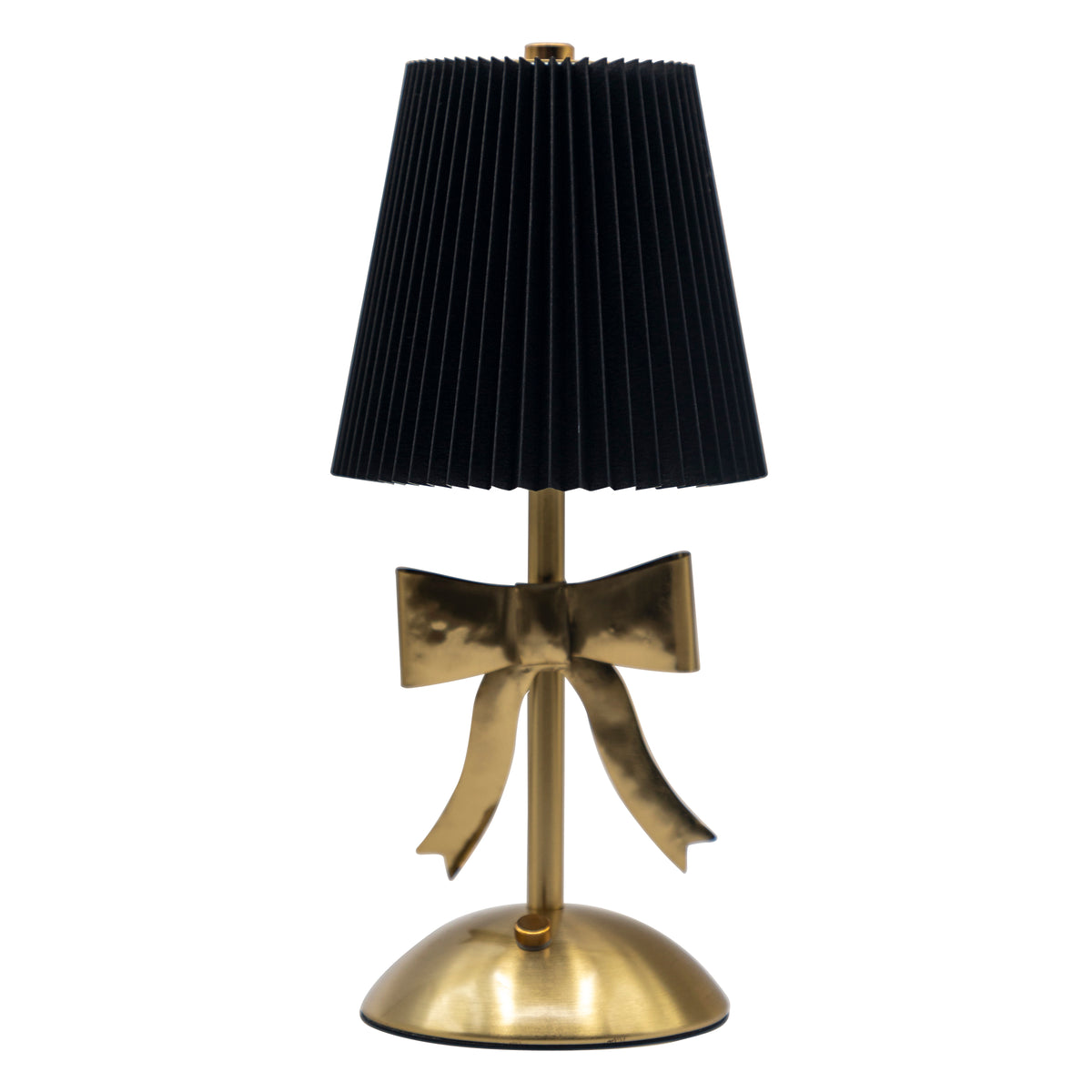 Black & Gold Pleated Rechargeable Table Lamp, 11.8"