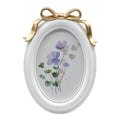 White Oval Picture Frame with Gold Bow Accent, 5x7