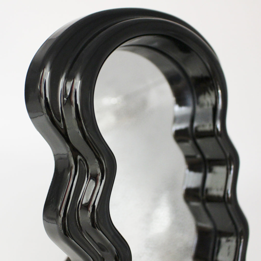 Black Wavy Tabletop & Wall Mirror