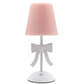 Pink & White Rechargeable Table Lamp with Bow Detail