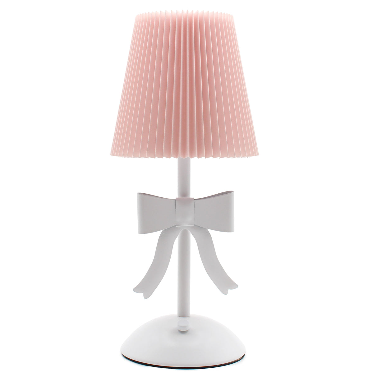 Pink & White Rechargeable Table Lamp with Bow Detail