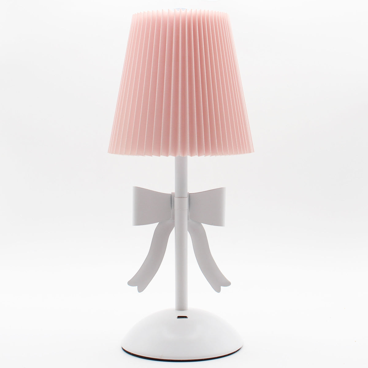 Pink & White Rechargeable Table Lamp with Bow Detail