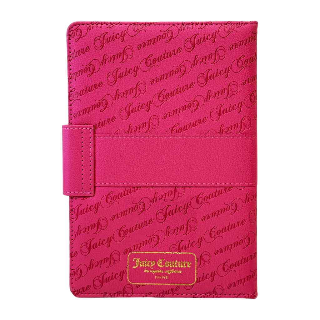 Juicy Couture Faux Leather Journal with Snap Closure & Heart Pen, Hot Pink Kiss Design, Gold Foil Details, Lined Pages Notebook, 5.8 x 8.3 in