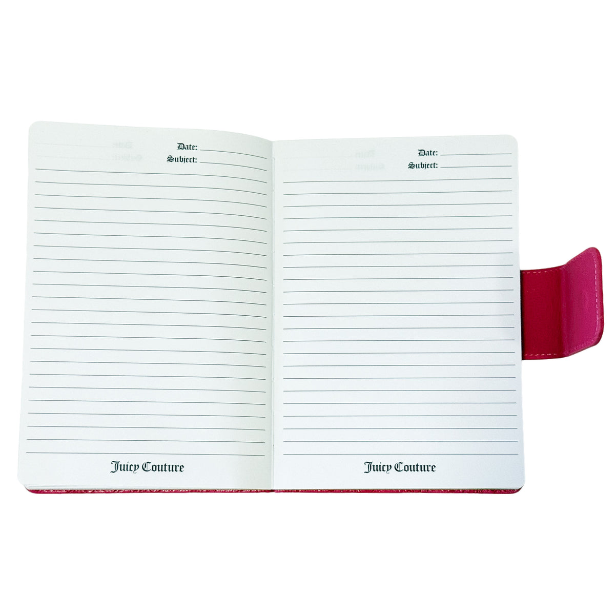 Juicy Couture Faux Leather Journal with Snap Closure & Heart Pen, Hot Pink Kiss Design, Gold Foil Details, Lined Pages Notebook, 5.8 x 8.3 in