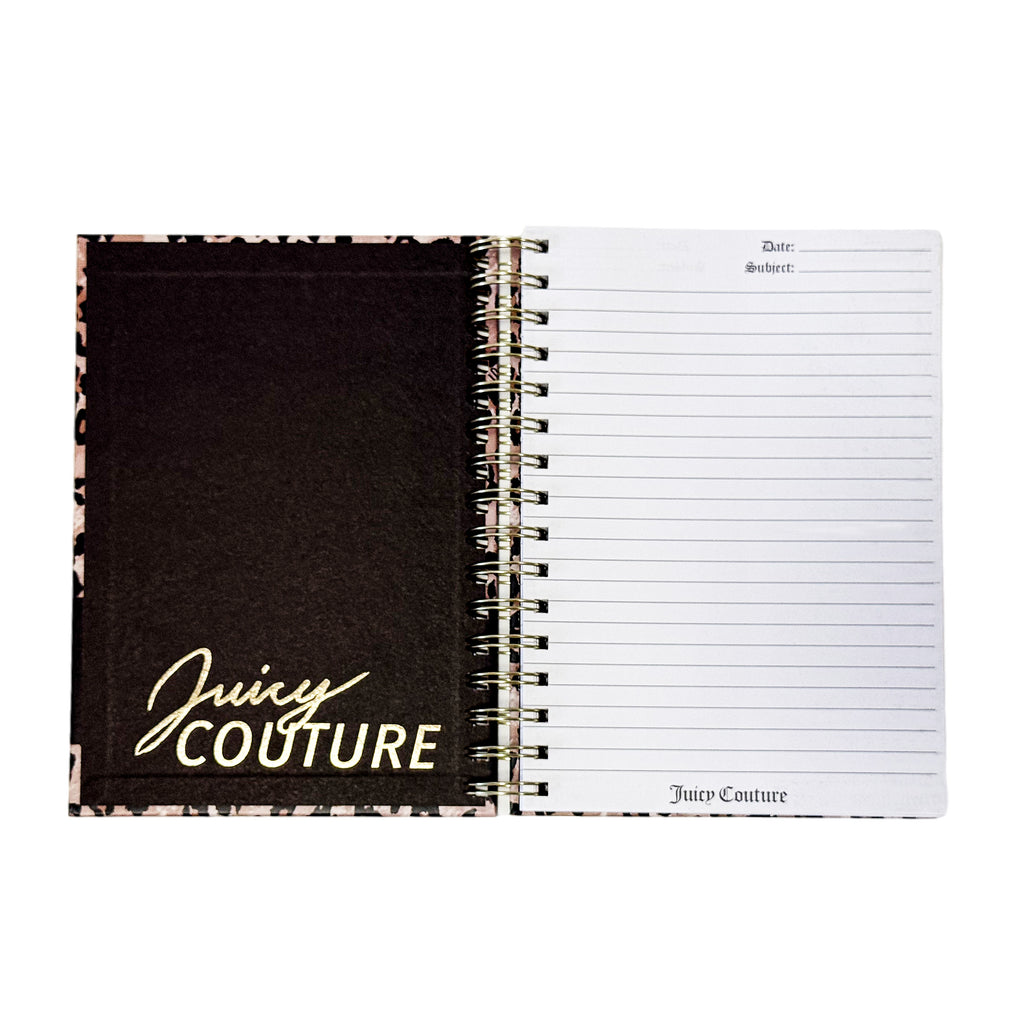 Juicy Couture Cheetah Print Spiral Notebook with Gold Foil, 2 Heart Pens, Lined Pages, Fashion Journal, 5.8 x 8.3 in