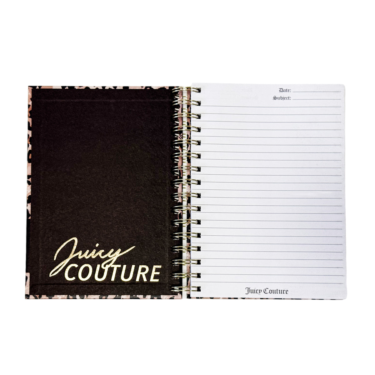 Juicy Couture Cheetah Print Spiral Notebook with Gold Foil, 2 Heart Pens, Lined Pages, Fashion Journal, 5.8 x 8.3 in