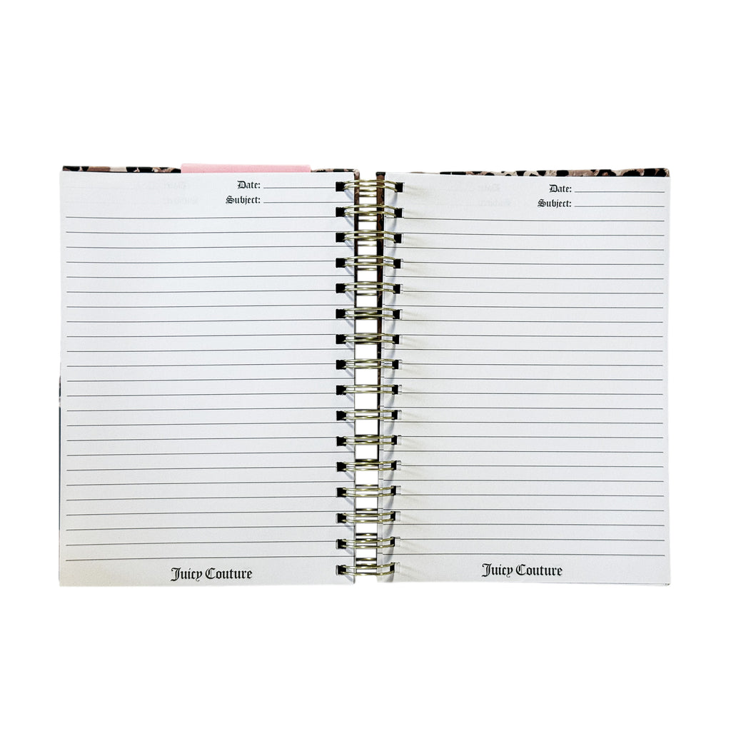 Juicy Couture Cheetah Print Spiral Notebook with Gold Foil, 2 Heart Pens, Lined Pages, Fashion Journal, 5.8 x 8.3 in
