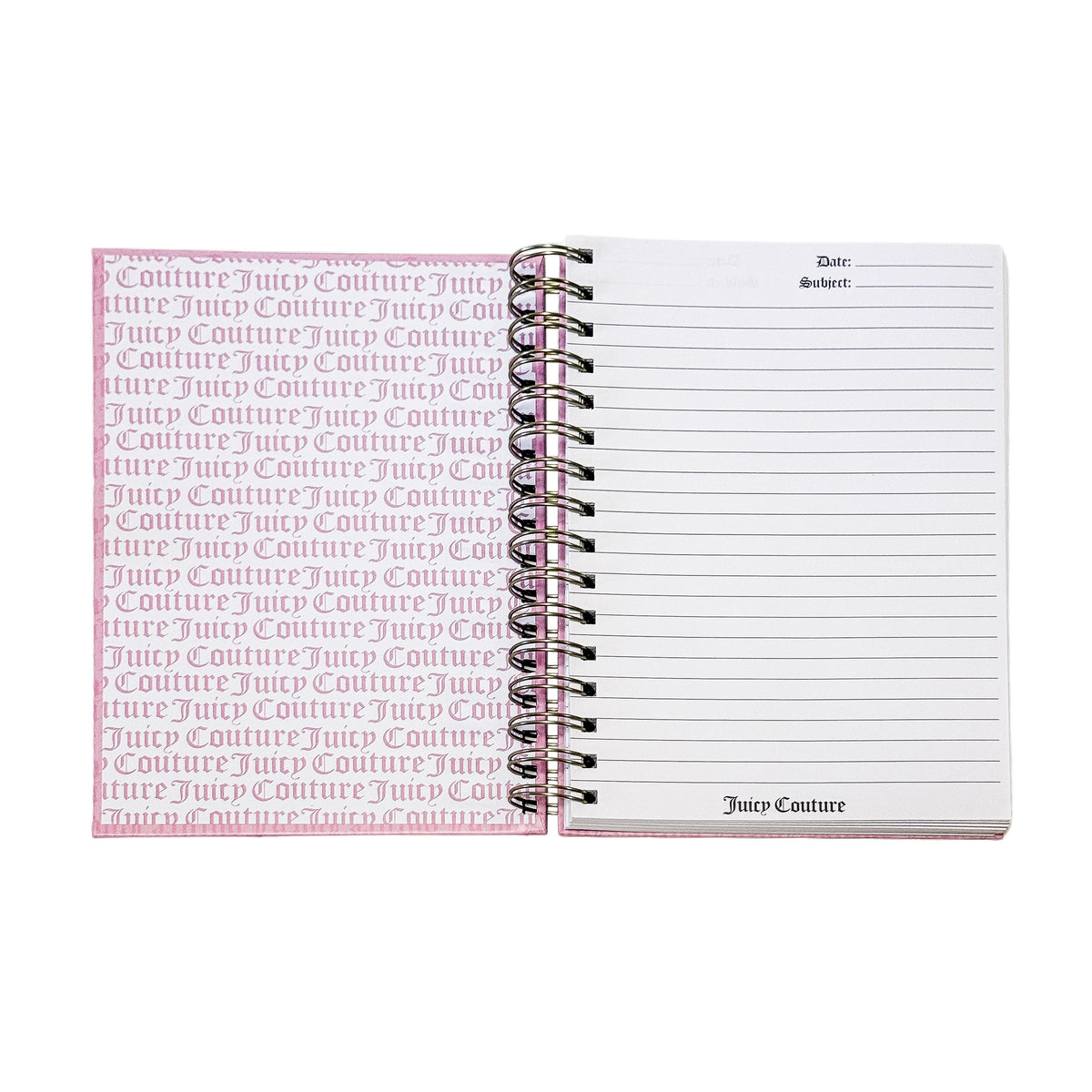 Juicy Couture Blush Spiral Notebook, Notes Thoughts Dreams, Rose Gold Foil, Pom Keychain, Lined Pages Journal, 5.8 x 8.3 in