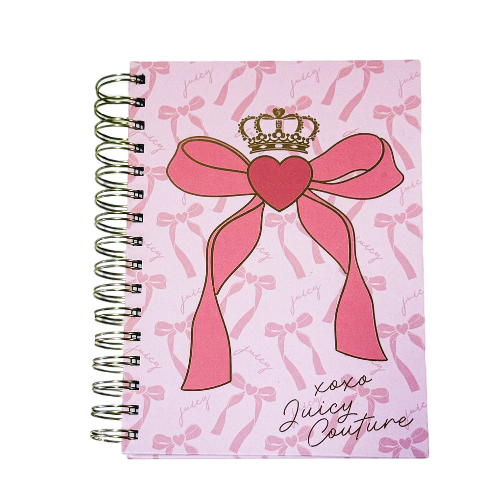 Juicy Couture XOXO Bow Spiral Notebook, Blush Pink with Gold Foil & Pom Keychain, Lined Pages Journal, 5.8 x 8.3 in