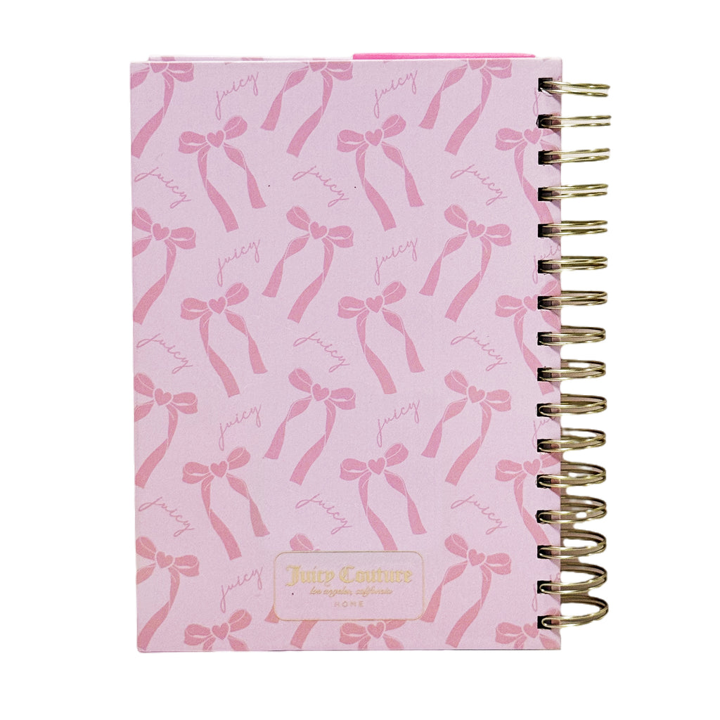 Juicy Couture XOXO Bow Spiral Notebook, Blush Pink with Gold Foil & Pom Keychain, Lined Pages Journal, 5.8 x 8.3 in