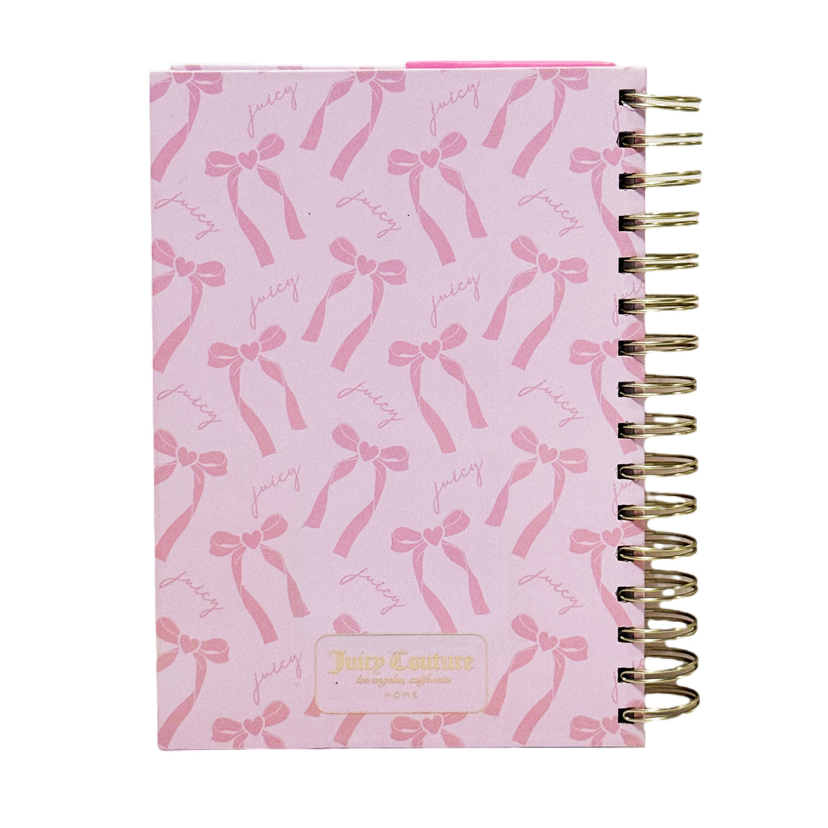 Juicy Couture XOXO Bow Spiral Notebook, Blush Pink with Gold Foil & Pom Keychain, Lined Pages Journal, 5.8 x 8.3 in