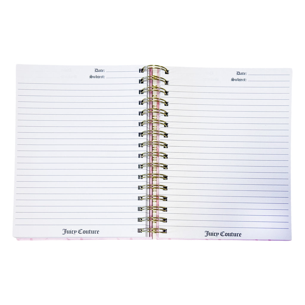 Juicy Couture XOXO Bow Spiral Notebook, Blush Pink with Gold Foil & Pom Keychain, Lined Pages Journal, 5.8 x 8.3 in