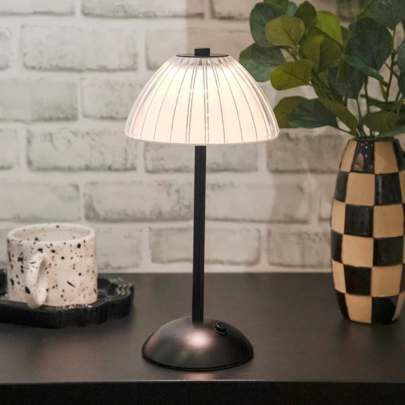 Clear Acrylic Rechargeable Table Lamp, Black, 11.8"