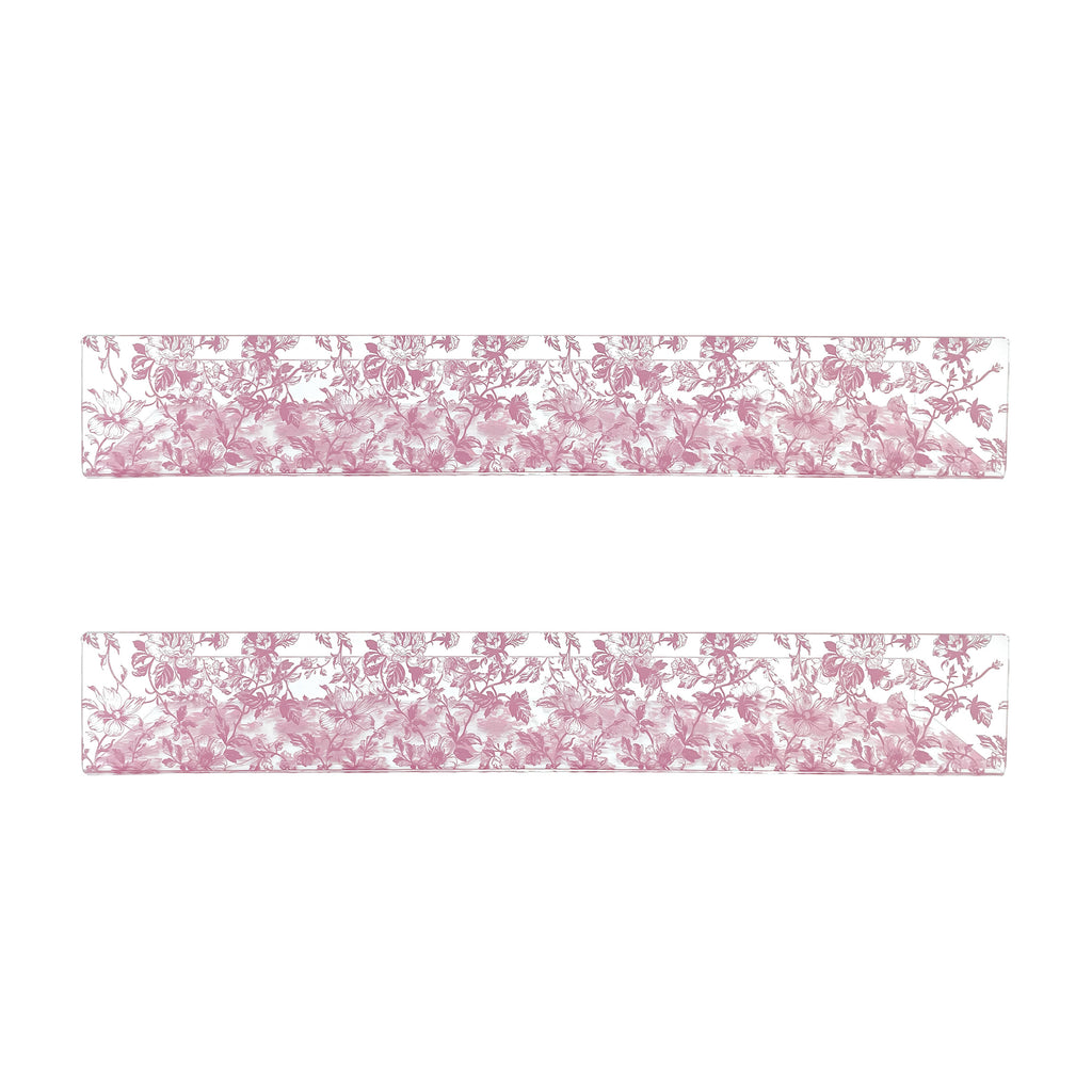 20” Pink Toile Acrylic Floating Wall Shelves, Set of 2 – Decorative Wall Mounted Display Shelves for Nursery, Bedroom, Bathroom & Home Decor
