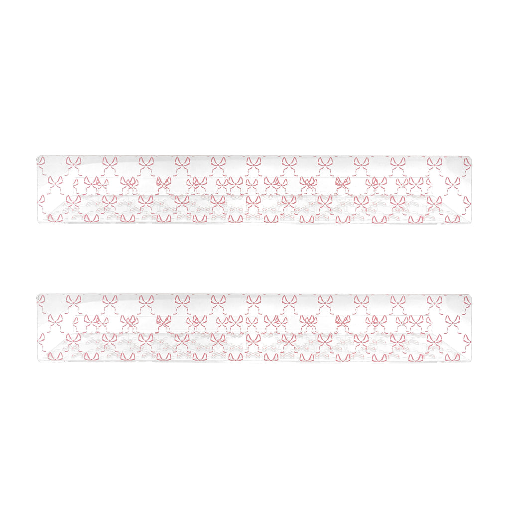 20” Pink Bow Acrylic Floating Wall Shelves, Set of 2 – Decorative Wall Mounted Shelves for Nursery, Girls Bedroom, Bathroom Storage & Room Decor