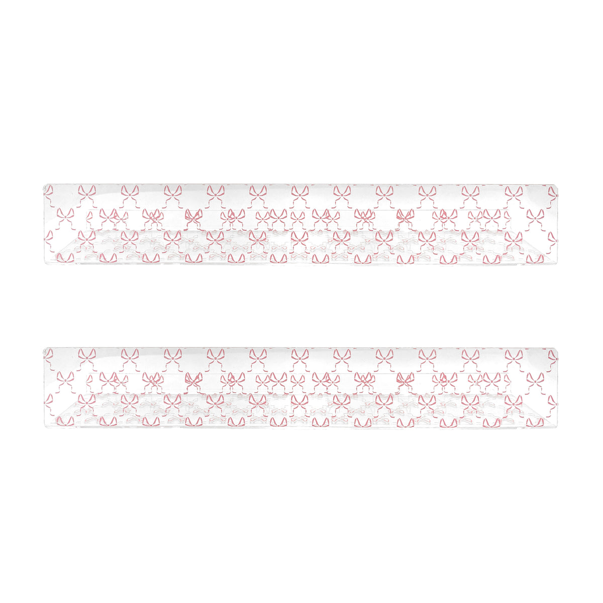 20” Pink Bow Acrylic Floating Wall Shelves, Set of 2 – Decorative Wall Mounted Shelves for Nursery, Girls Bedroom, Bathroom Storage & Room Decor