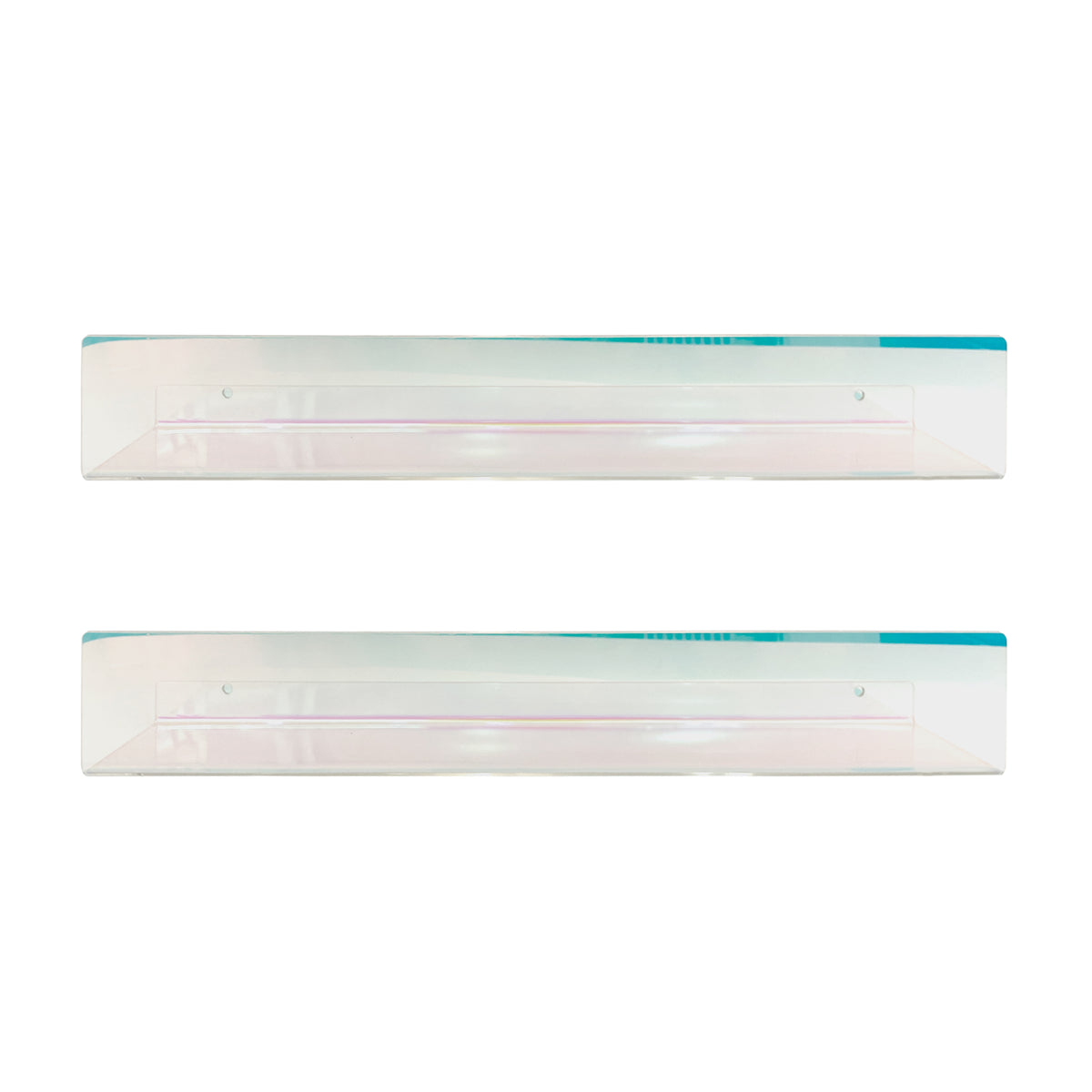 20” Iridescent Acrylic Floating Wall Shelves, Set of 2 – Clear Wall Mounted Display Shelves for Bedroom, Bathroom, Nursery, Living Room, Modern Home Decor