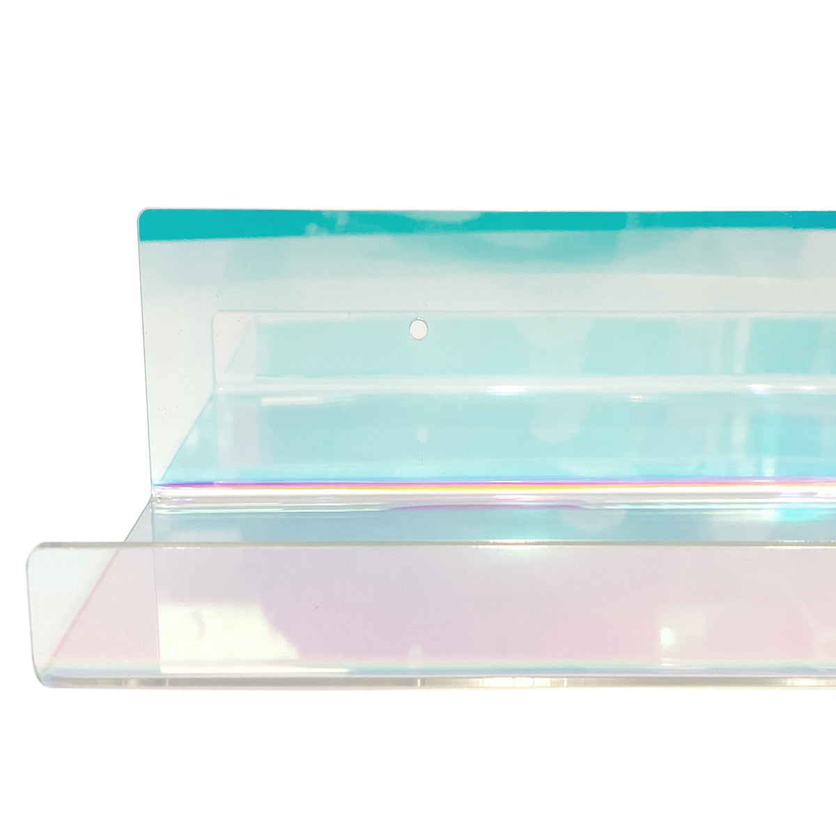 20” Iridescent Acrylic Floating Wall Shelves, Set of 2 – Clear Wall Mounted Display Shelves for Bedroom, Bathroom, Nursery, Living Room, Modern Home Decor