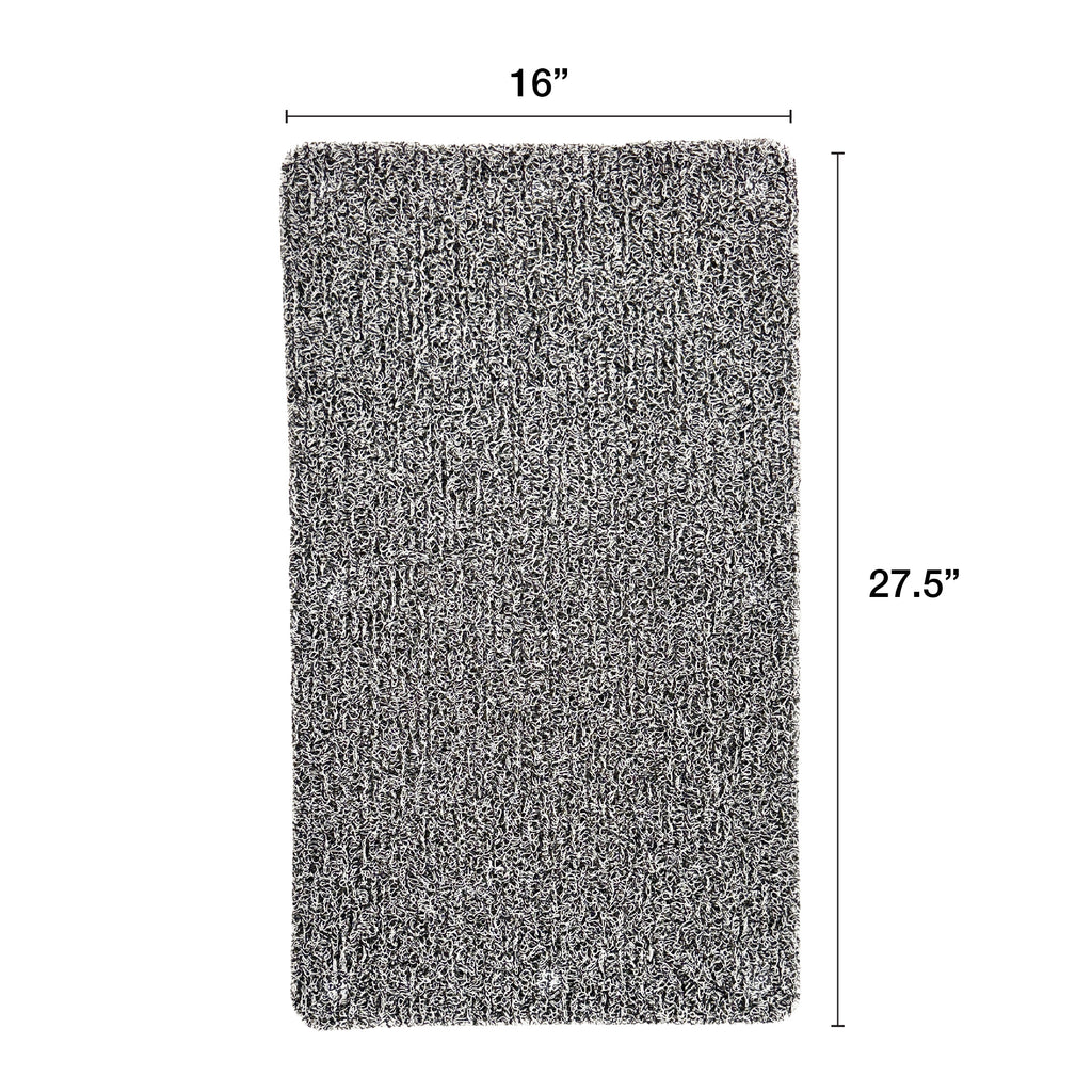 Non-Slip Loofah Bath Mat, Black & White Marled, 16" x 27.5"