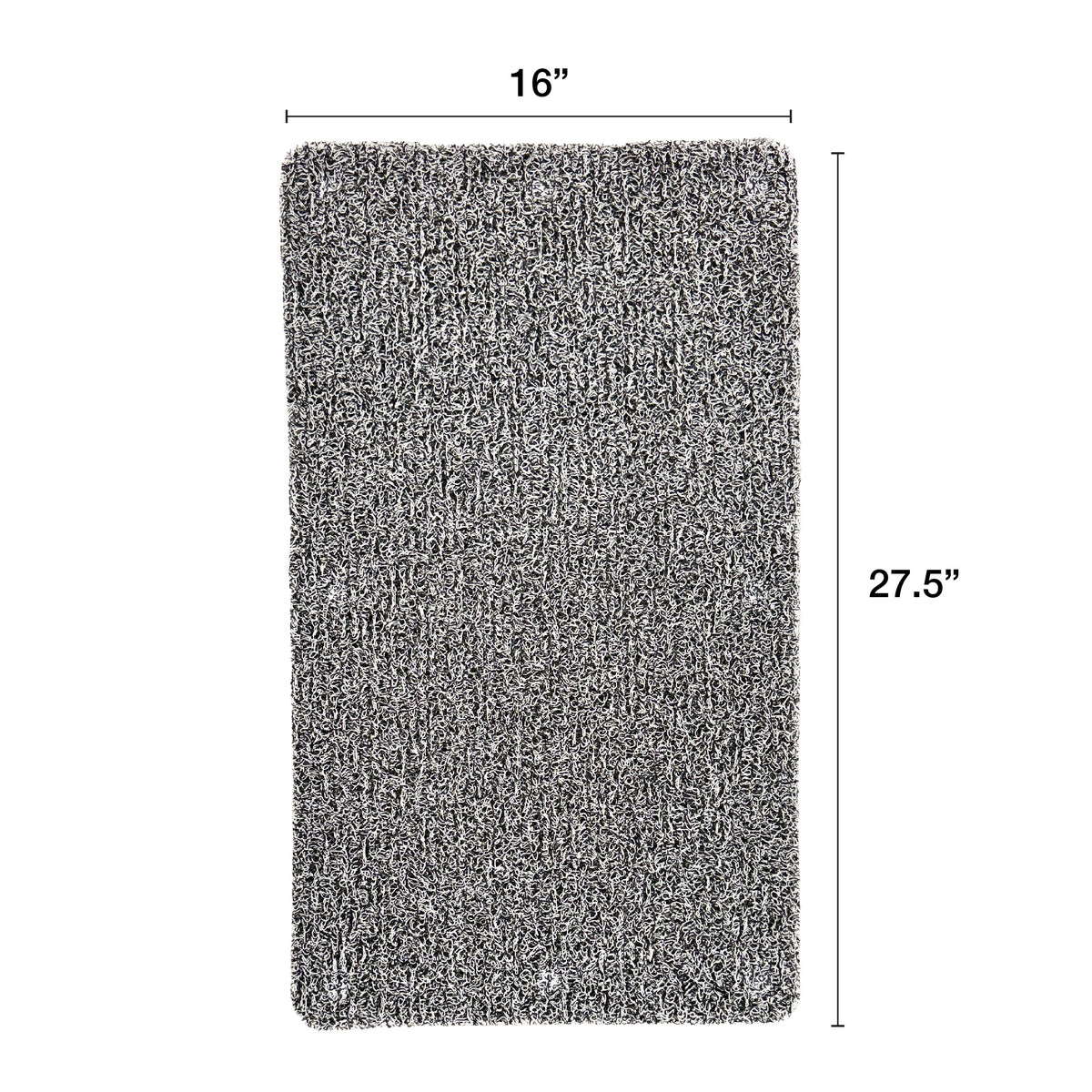 Non-Slip Loofah Bath Mat, Black & White Marled, 16" x 27.5"