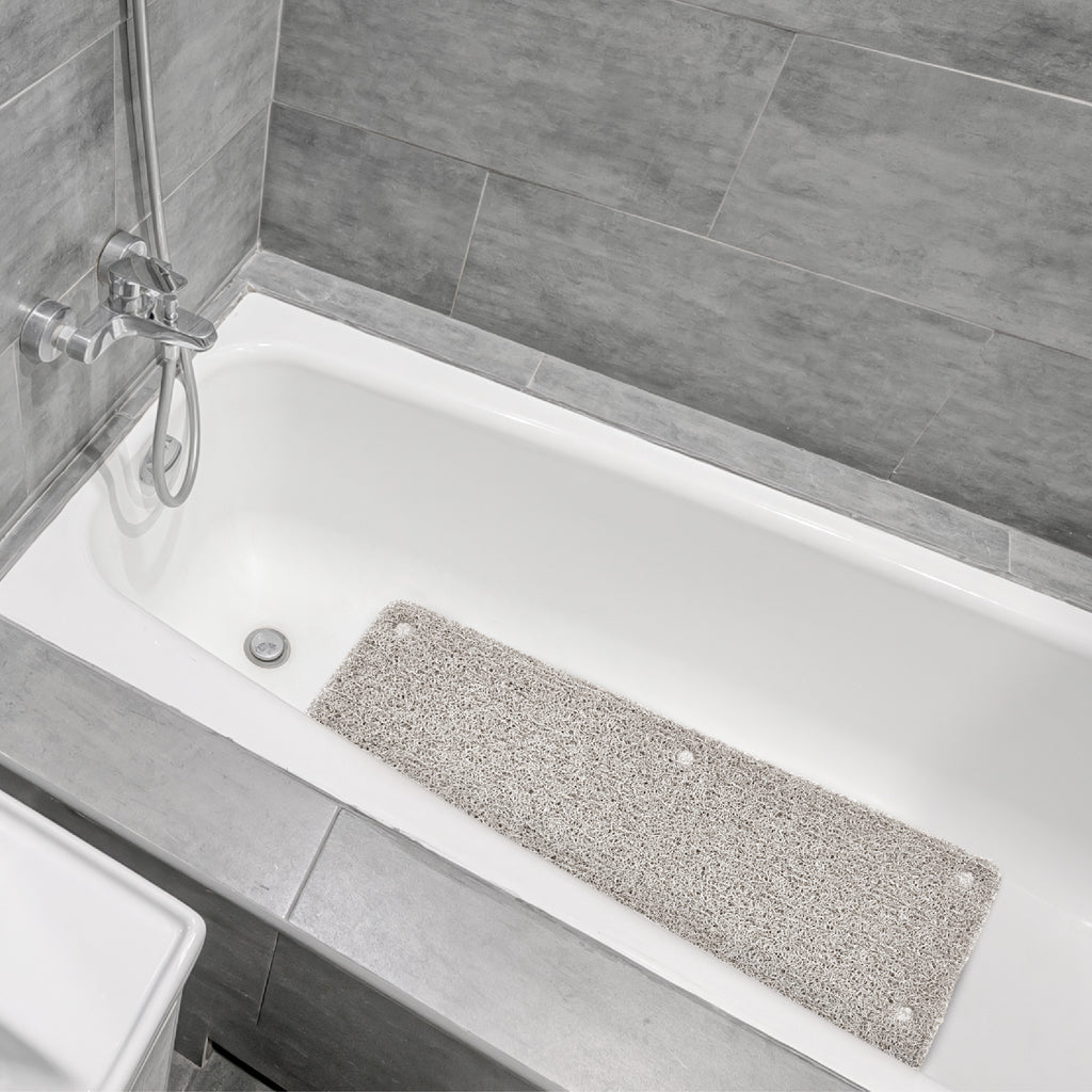 Non-Slip Loofah Bath Mat, Light Taupe Marled, 16" x 27.5"