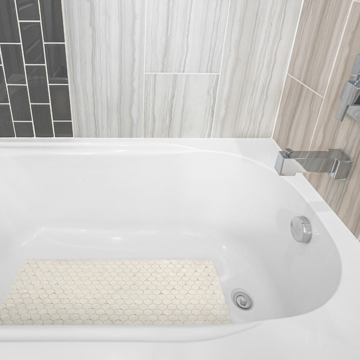 Eco-Friendly Honeycomb Bath Mat, Light Tan, 16.9" x 29.5"
