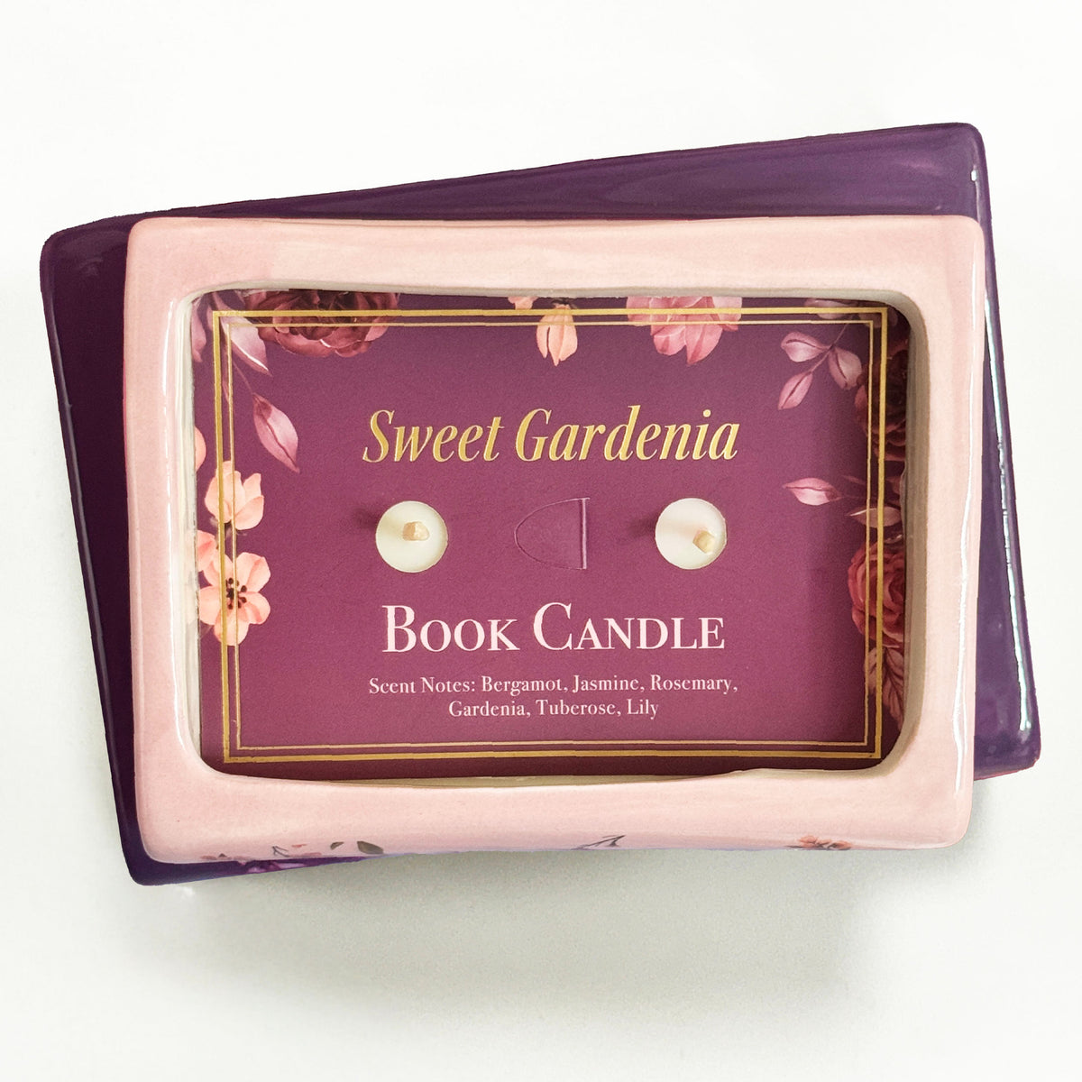 2-Piece Ceramic Stacked Book Candle Set