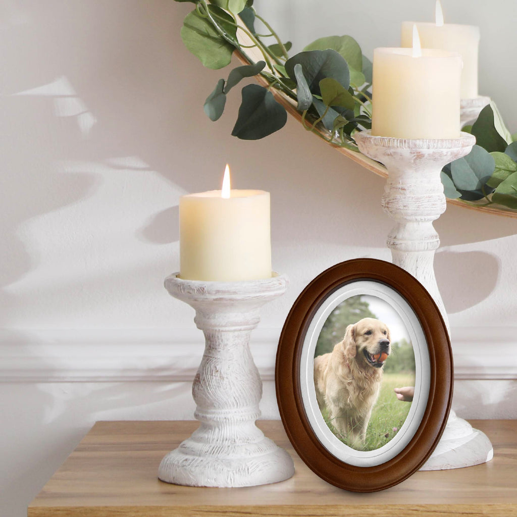 5x7 Oval Wood Finish Double Mat Picture Frame