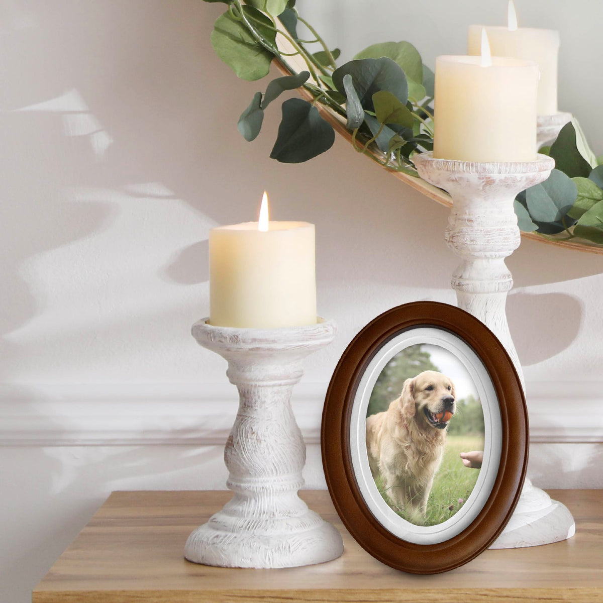 5x7 Oval Wood Finish Double Mat Picture Frame