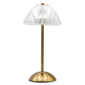 Clear Striped Acrylic Rechargeable Table Lamp, Gold, 12.2"