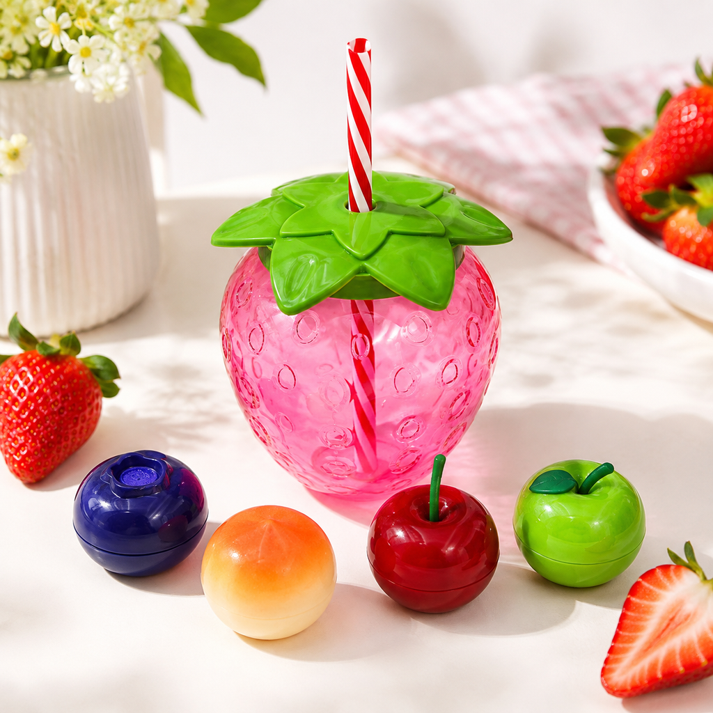 Strawberry Lip Balm Tumbler Set, 4 Piece