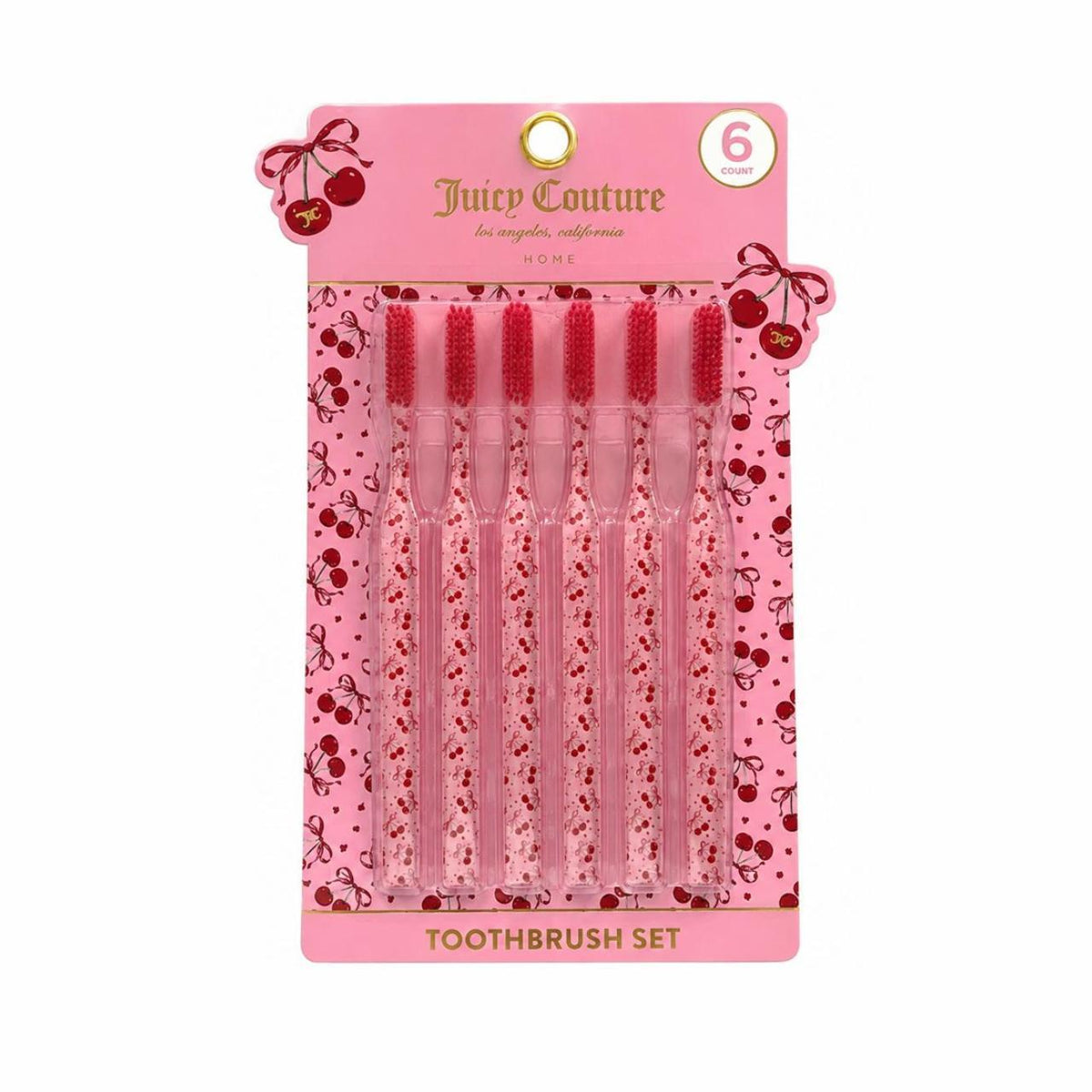 Juicy Couture Cherry Print Toothbrush Set, 6 Count