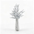 Marble Fluted Vase with Silver Floral Accent, 20"