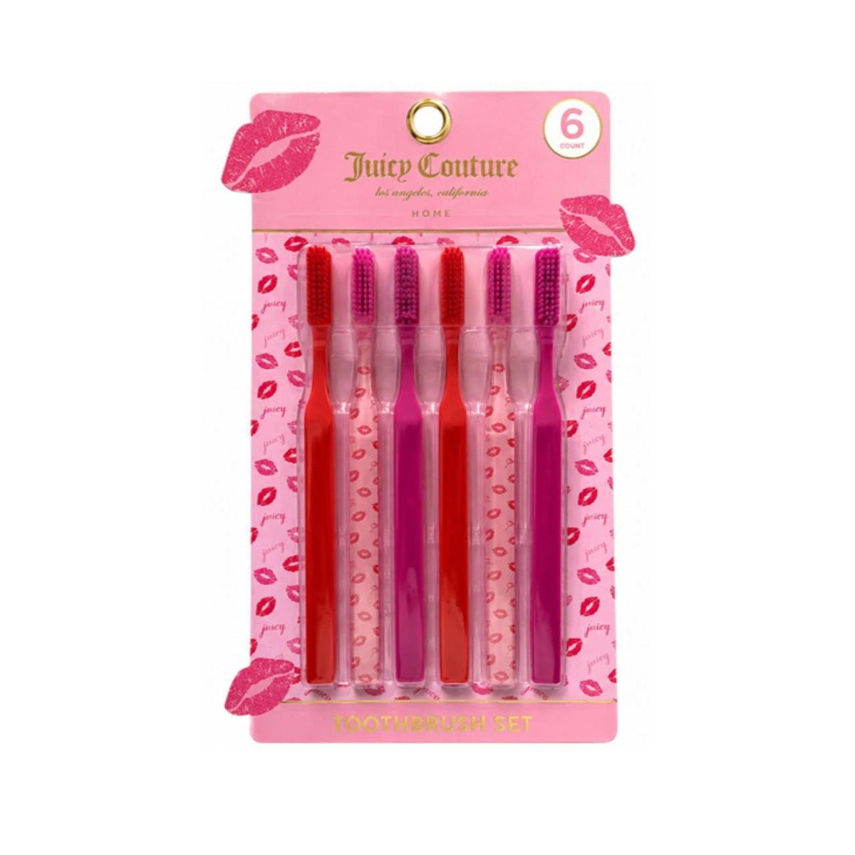 Juicy Couture Kiss Print Toothbrush Set, 6 Count