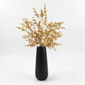 Black Ribbed Cement Vase with Gold Floral Accent, 20"